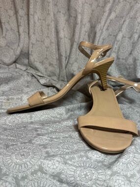 Unlisted Nude Patent Ankle-Strap Heeled Sandals